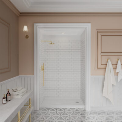 SMC Shower Panel in White Subway Tile Pattern