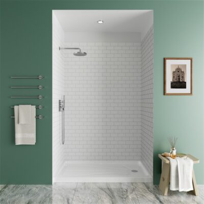 Anywall 4mm Acrylic Shower Wall Panel – White Tile Texture for Modern Bathrooms